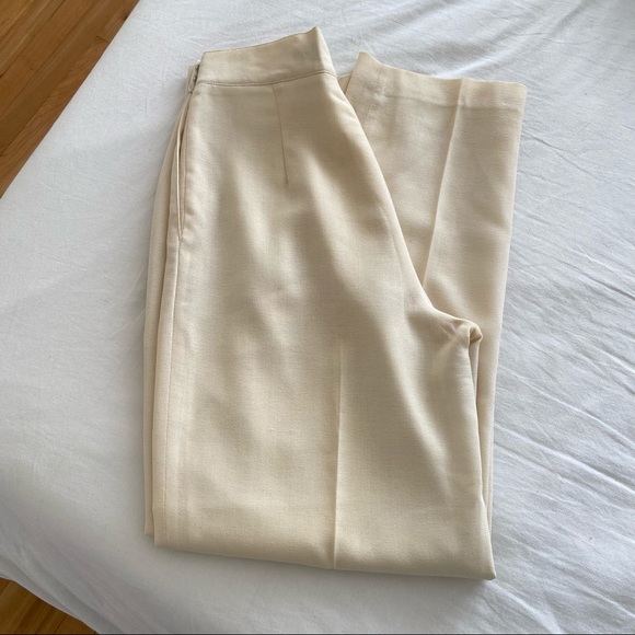 Vintage Pants - VINTAGE Beige 100% Wool Trousers -Size 10